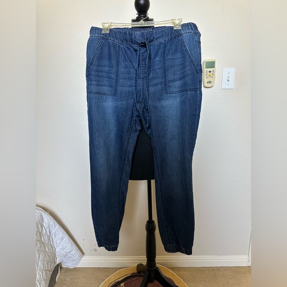 Jean Joggers for Women Denim Ripped Loose High Waisted Stretch Drawstring. Sz 10 - Picture 8 of 11